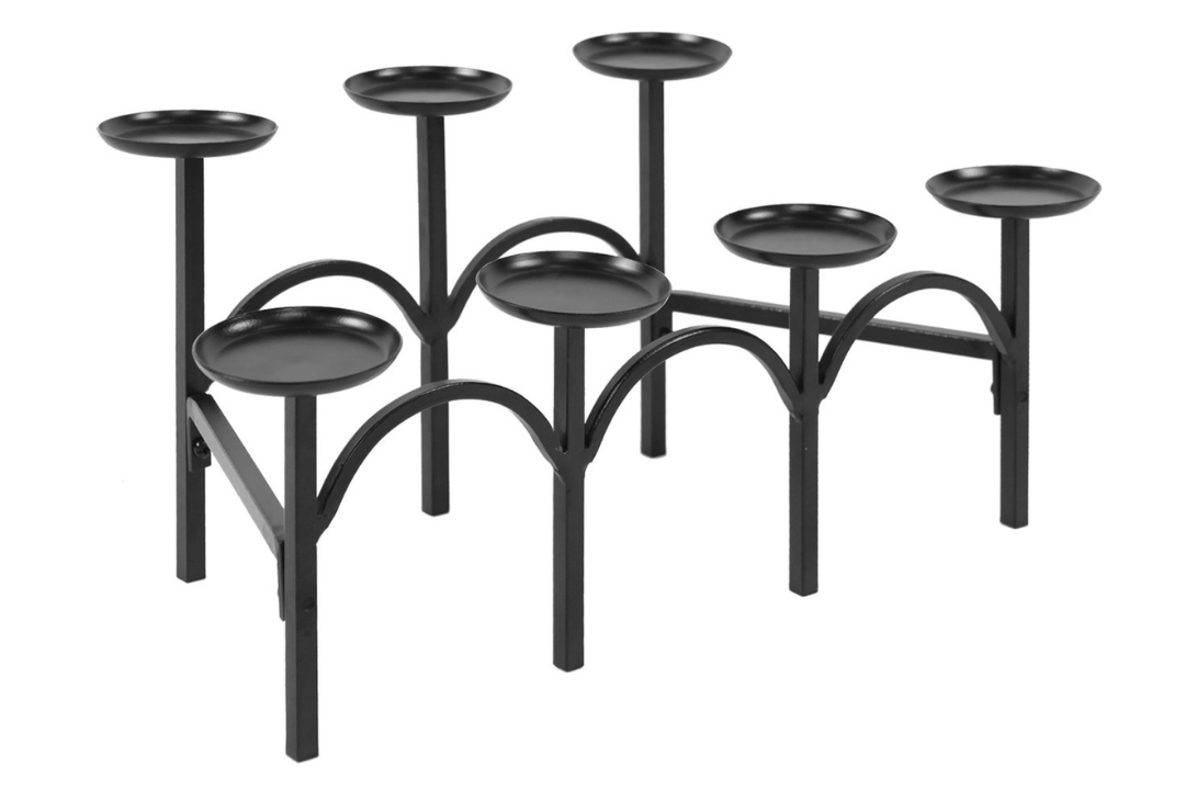 Nordic Hearth Candelabra – Black Wrought Iron Candle Holder with Forged Wrought Iron Material