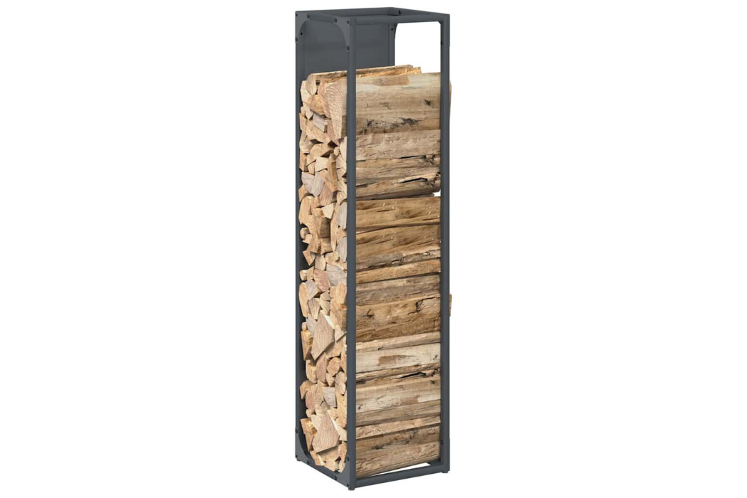 Sleek Firewood Rack 25 x 25 x 100 cm in Anthracite Made of Cold-Rolled Steel