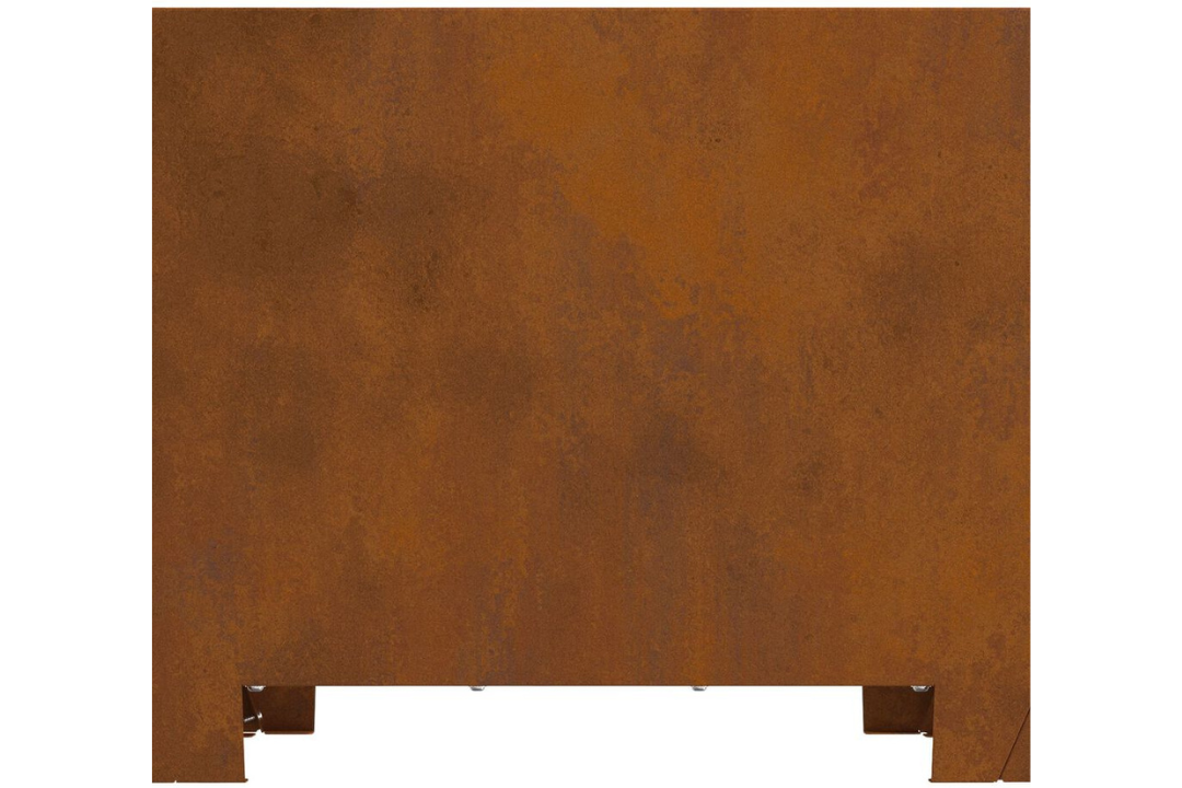Polished Fire Pit Square 60 x 60 x 30 cm in Rusty Brown Weathering Steel