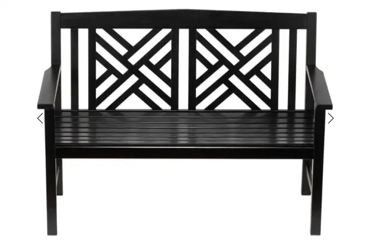 Fretwork Bench in Black Weather-Resistant