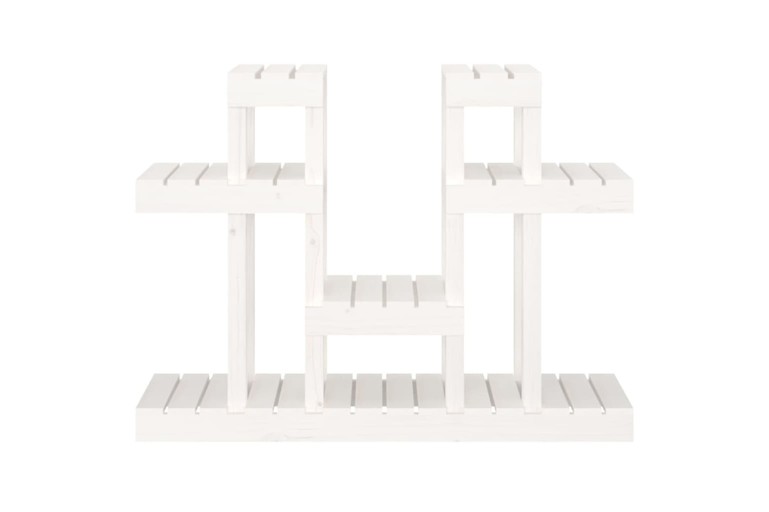 Durable Plant Stand Multi-Tier Shelf for Indoor & Outdoor Plants 104.5x25x77.5 cm Made of Solid Wood Pine in White