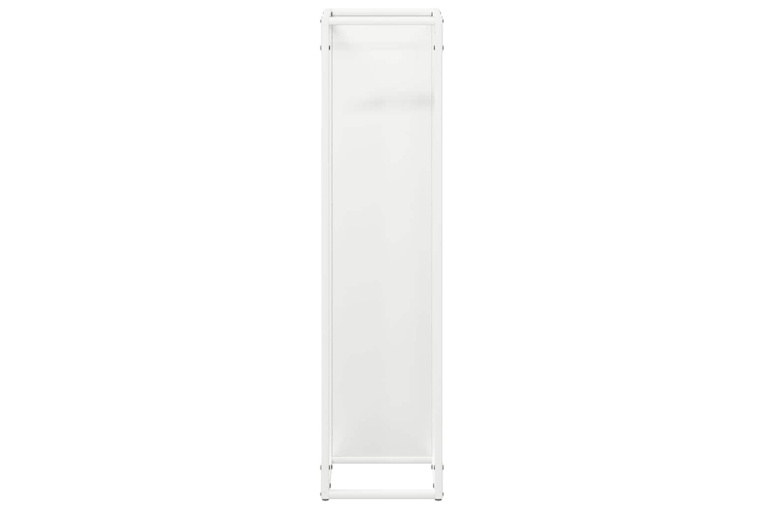 Compact Firewood Rack 25 x 25 x 100 cm in White Made of Cold-Rolled Steel