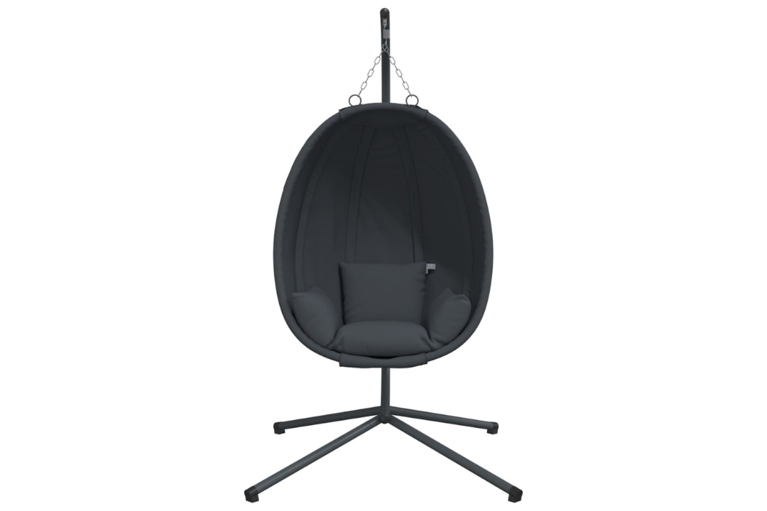 Hanging Egg Chair with Stand Anthracite Steel & Fabric Cushions with Polyester Cover