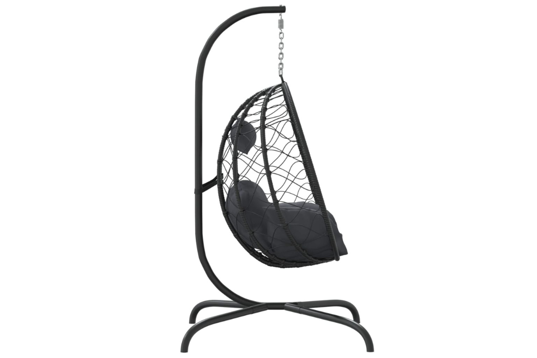 Sturdy Hanging Egg Chair with Cushion Anthracite Poly Rattan & Steel
