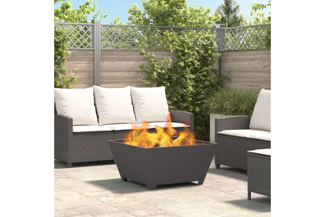 Fire Pit Square 80 x 80 x 40 cm in Black Cold-Rolled Steel