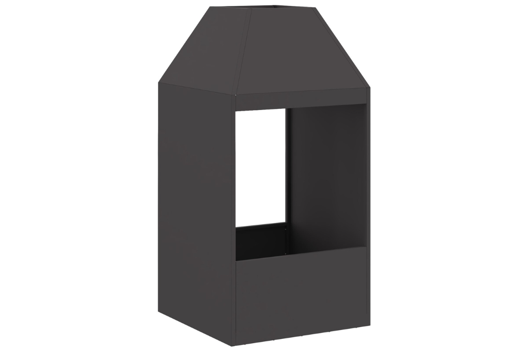 Rectangular Black Fire Pit 50 x 50 x 100 cm in Matte Powder-Coated