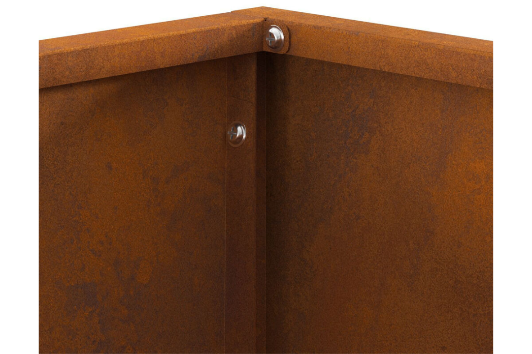 Sleek Square Fire Pit 40 x 40 x 30 cm Steel in Rustic Brown in Weathering Steel