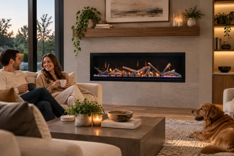 Cozy Evening Fireplace Gathering