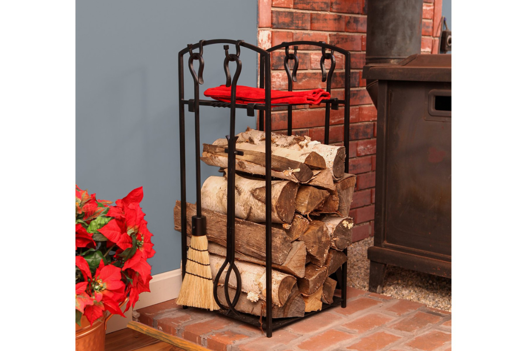32 Inch Mission Wood Holder with Tools
