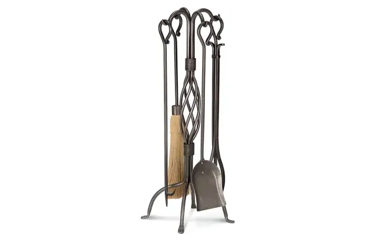 Pilgrim Basket Weave Fireplace Tool Set – Vintage Iron Finish