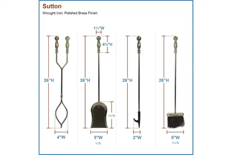 Sutton Fireplace Tool Set in Antique Brass Detailed Information