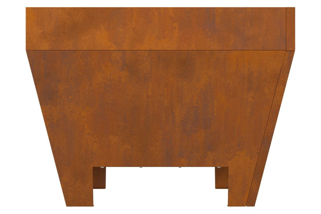 Polished Square Fire Pit 50 x 50 x 38 cm in Rusty Brown Weathering Steel