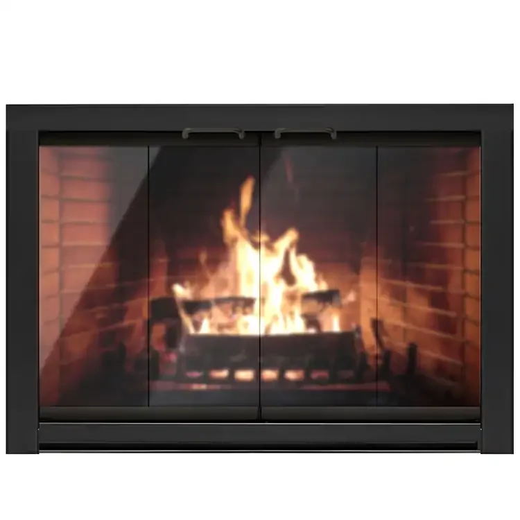 Medio Masonry Fireplace Door Flat Black – Sleek Steel Frame