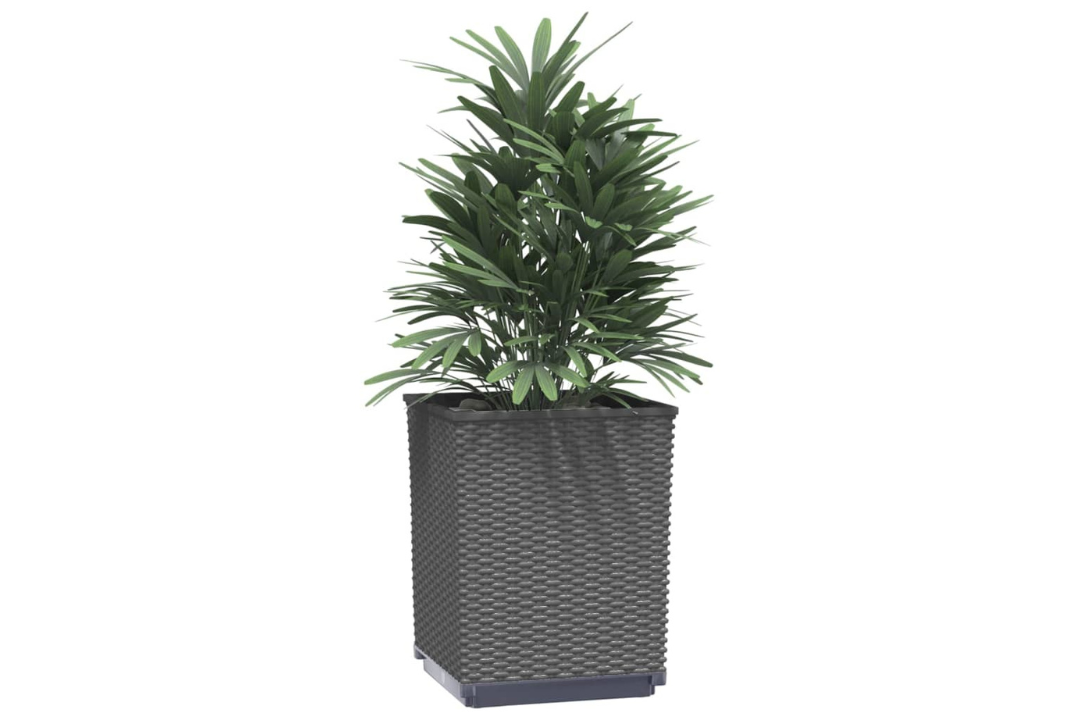 Planters 4 pcs 30x30x37 cm Made of Polypropylene Decorative Inlays in Black