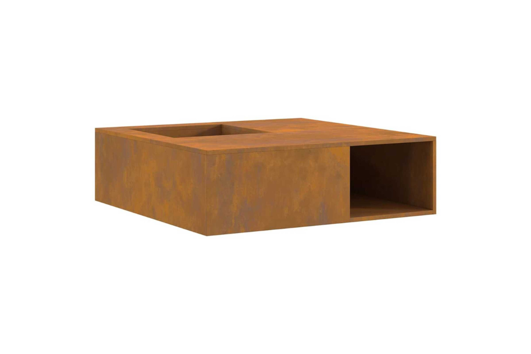 Fire Pit with Log Storage 100 x 100 x 30 cm in Rusty Brown