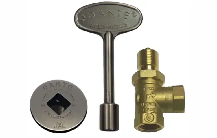 Pewter Floor Plate With Gas Valve Key And Angled Valve