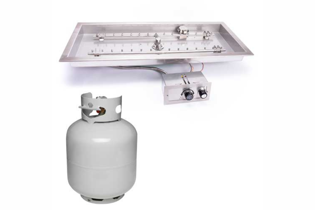 HPC Rectangle H-Burner Inserts Push Button Ignition Small Tank