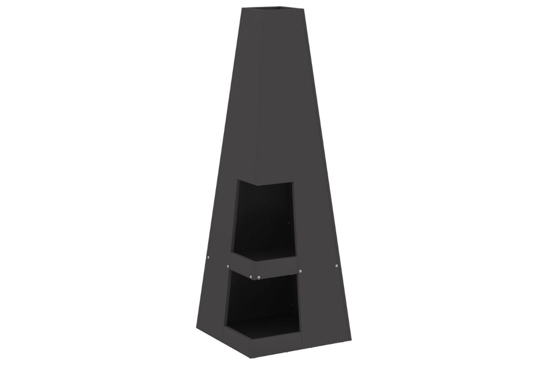 Fire Pit with Log Storage 35 x 35 x 100 cm in Black