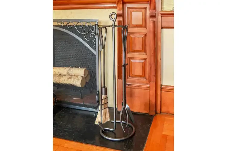 Durable Shepherd’s Hooks Fireplace Tool Set – Wrought Iron, Graphite Finish, 30”