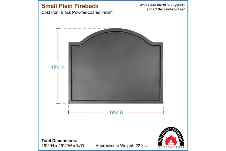 Small Plain Cast Iron Fireback – Matte Black Heat Reflector for Fireplaces Specifications