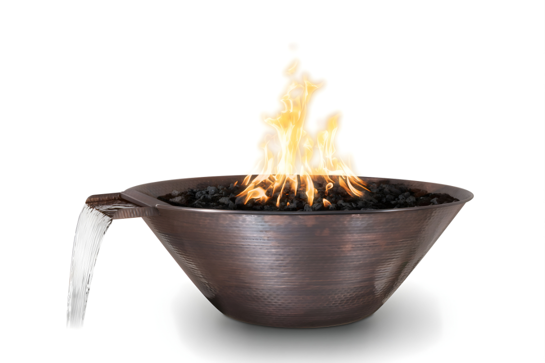 The Outdoor Plus 31" Remi Hammered Patina Copper – Fire & Water Bowl