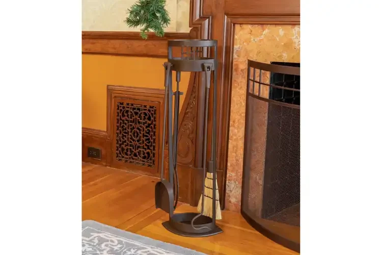 Arts and Crafts Fireplace Tool Set in Roman Bronze Powder Coated Finish