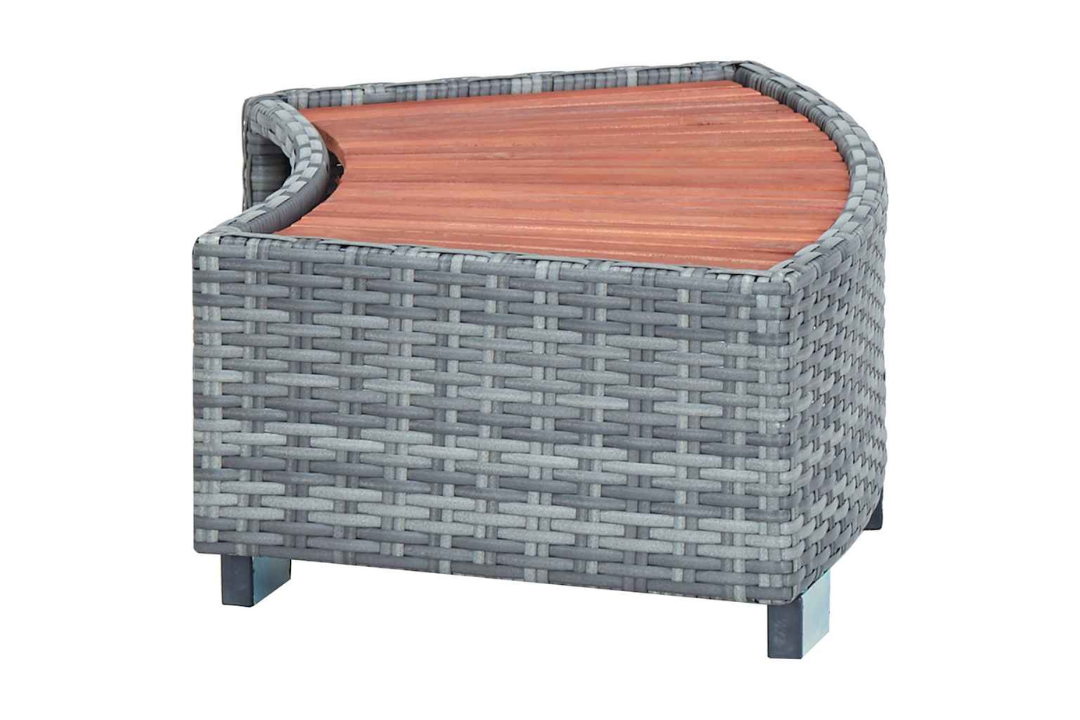 Durable Spa Step Poly Rattan 92 x 45 x 25 cm in Gray