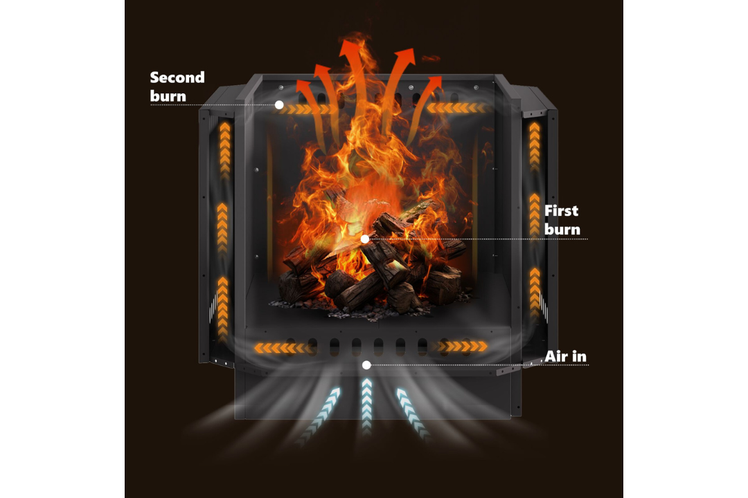 Smokeless Fire Pit 58 x 58 x 51 cm in Black Cold-Rolled Steel Features