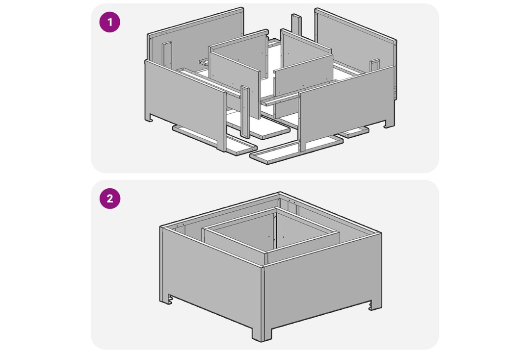 Fire Pit Square 60 x 60 x 30 cm in Black Cold-Rolled Steel Easy to Assemble