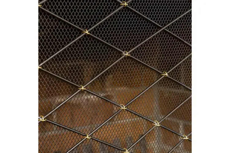 Harlequin Flat Fireplace Screen in 38” x 30” with Brass Accent Charm