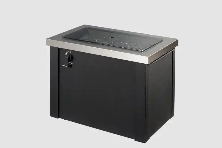 Providence Rectangular Gas Fire Pit Table with Gray Glass Burner Cover