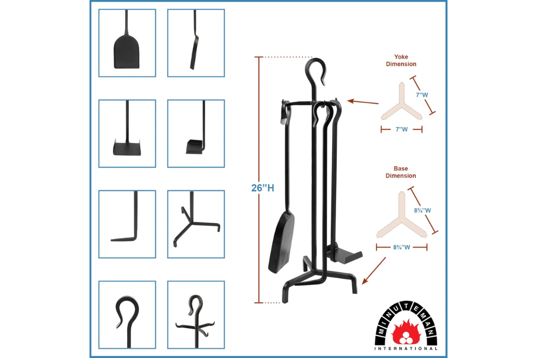 Berlin Mini Tool Set – Minimalist Wrought Iron Fireplace Accessories Specifications