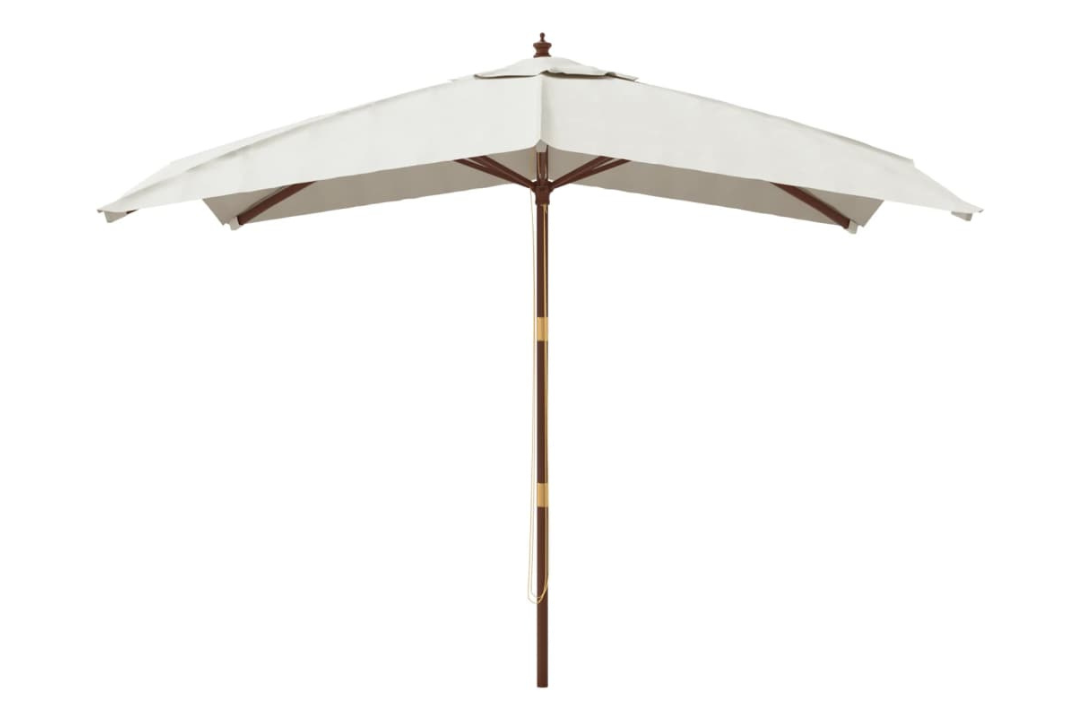Garden Parasol with Wooden Pole 300x300x273 cm in Sand with Laminated 8 Bamboo Ribs
