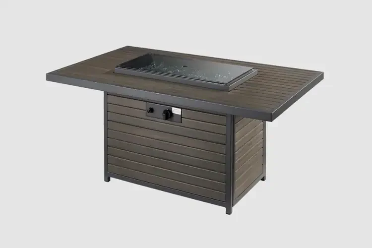 Kenwood and Brooks Taupe Rectangular Chat Height Gas Fire Pit Table Cover