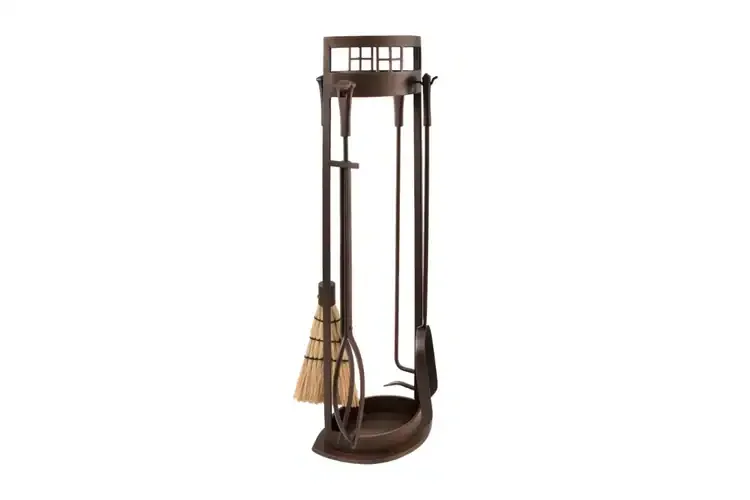 Arts and Crafts Fireplace Tool Set Made from Solid Wrought Iron