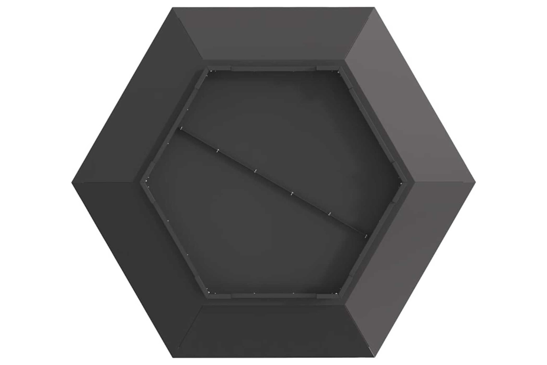 Heavy-Duty Fire Pit Hexagonal Black Cold-Rolled Steel – Outdoor Wood Burning in 100 x 100 x 28 cm