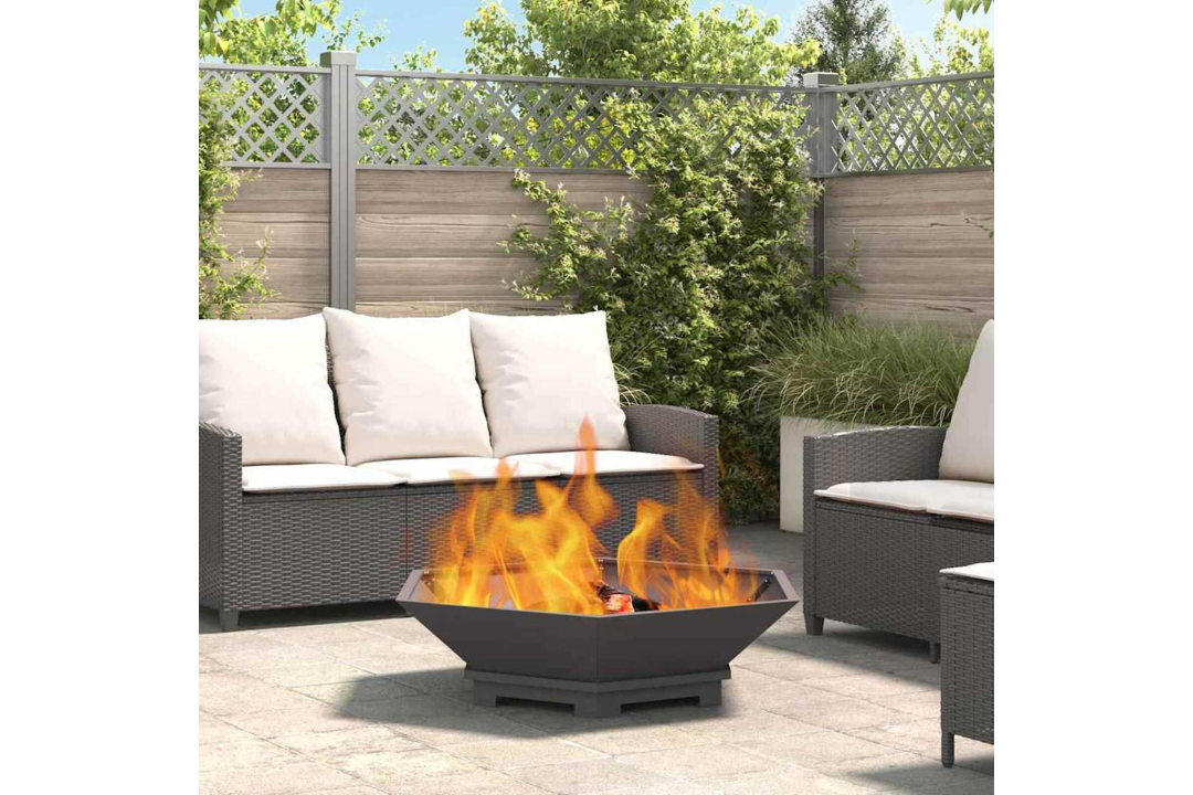 Fire Pit Hexagonal Black Made of Cold-Rolled Steel – Outdoor Wood Burning in 100 x 100 x 28 cm
