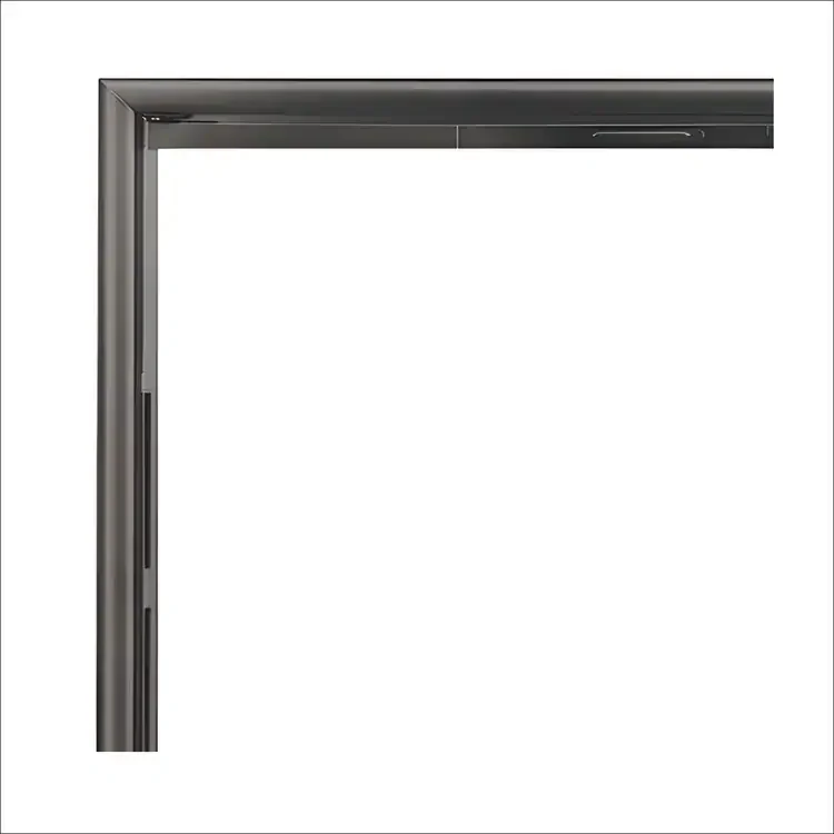 Silhouette Zero Clearance Fireplace Glass Door In Flat Black Finish Corner Detail