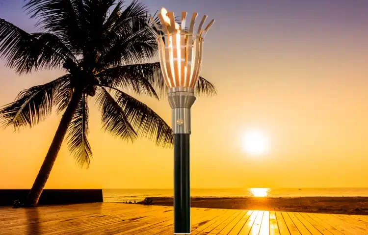 Basket Stainless Steel Gas Tiki Torch Head With Sunset