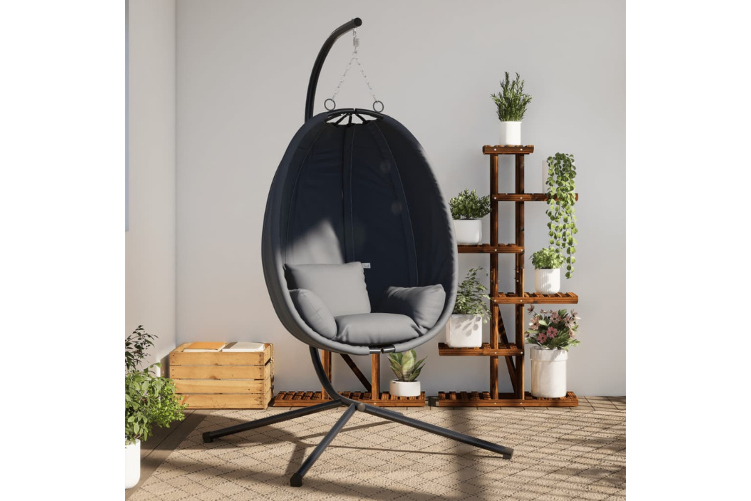 Hanging Egg Chair with Stand Anthracite Rust-Resistant Steel & Fabric Cushions