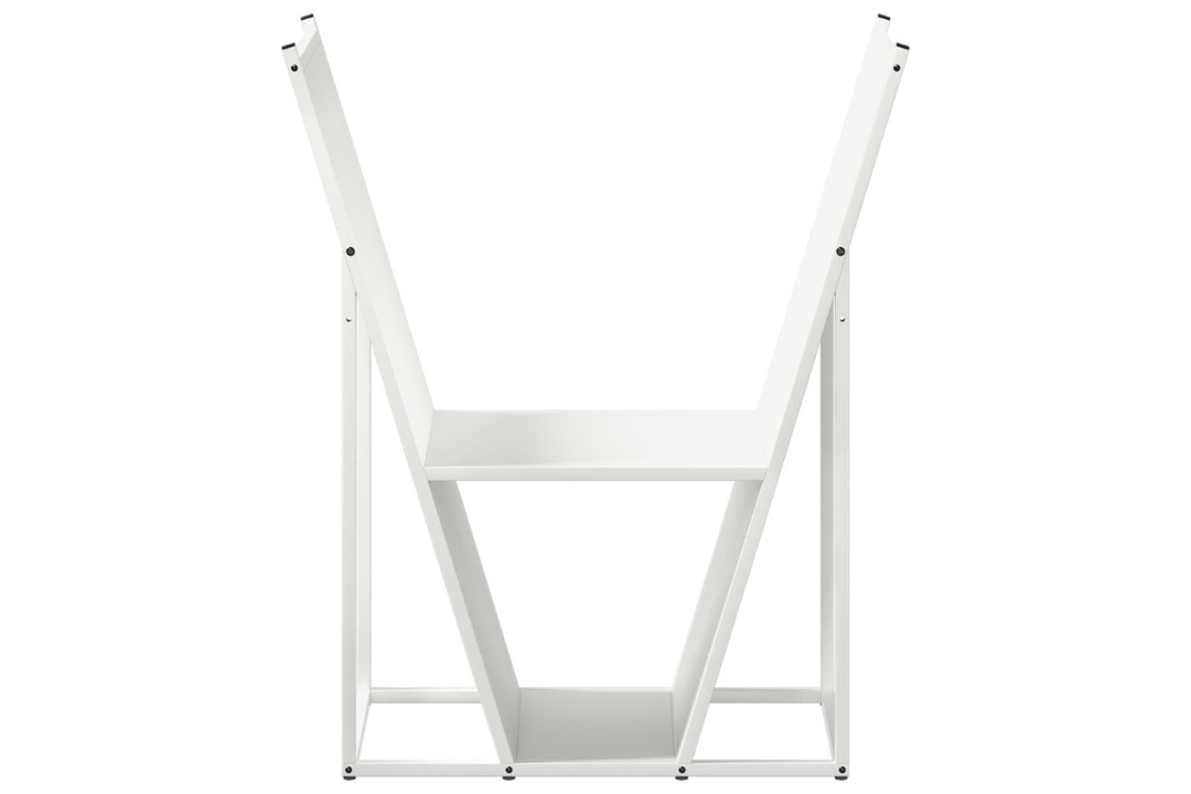 Aesthetic Firewood Rack 69.5 x 35 x 81 cm in White Made of Cold-Rolled Steel