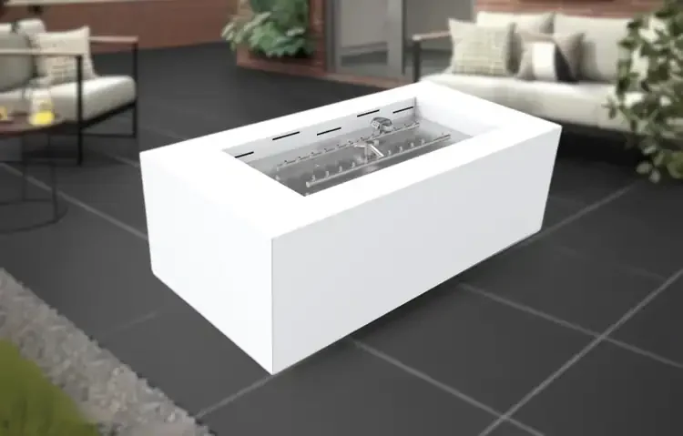 HPC Tejas White Rectangular Fire Pit Enclosure Electronic Ignition Series