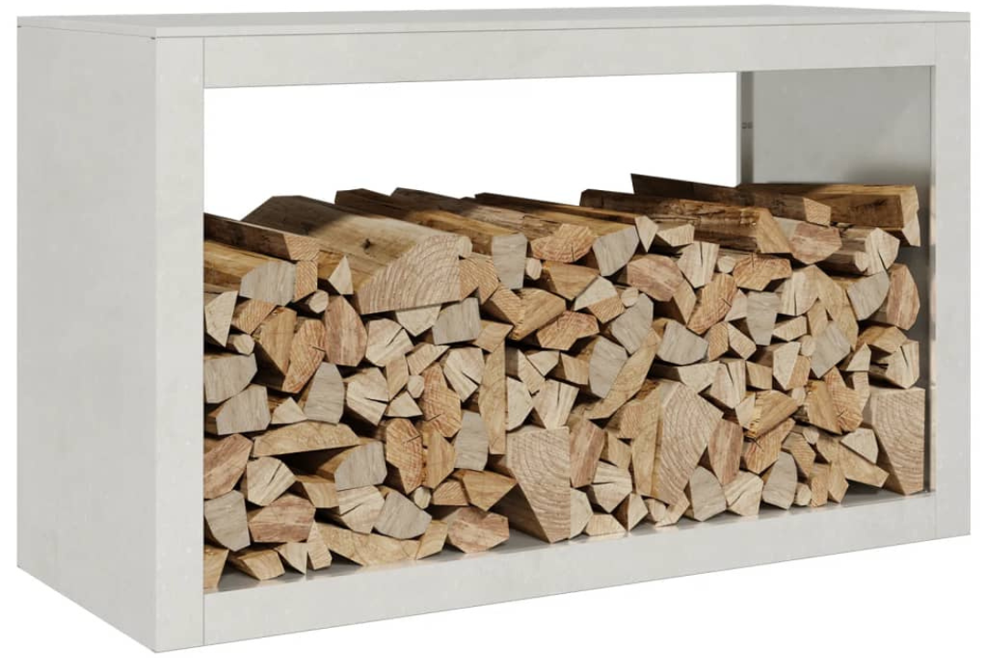Modern Firewood Rack 100 x 40 x 60 cm in Light Gray Made of Stainless Steel