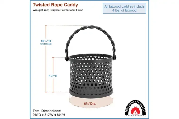 Twisted Rope Fatwood Caddy with 4 lbs. Natural Fire Starters Specifications