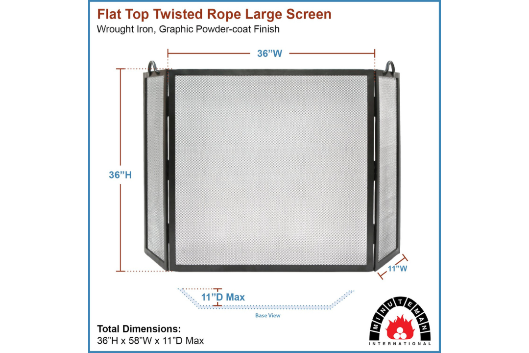 Large Twisted Rope Folding Fireplace Screen in Graphite Specifications