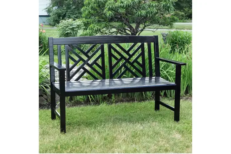 Fretwork Bench in Black with UV-Resistant Finish