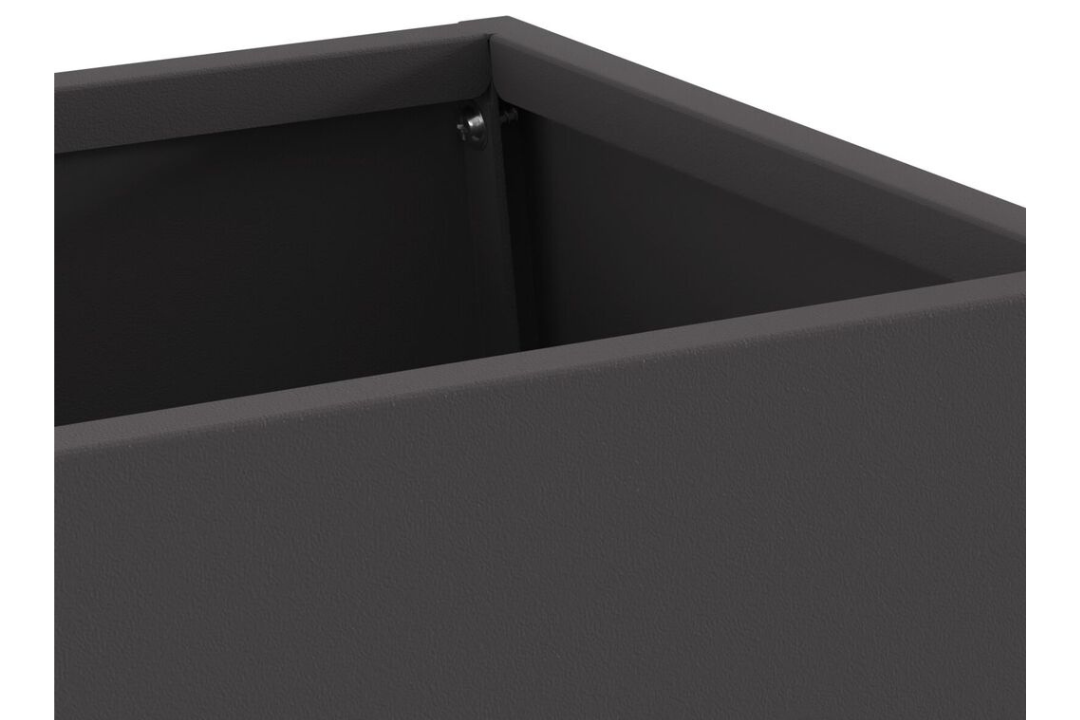 Sleek Fire Pit with Log Storage 60 x 35 x 100 cm in Black Cold-Rolled Steel