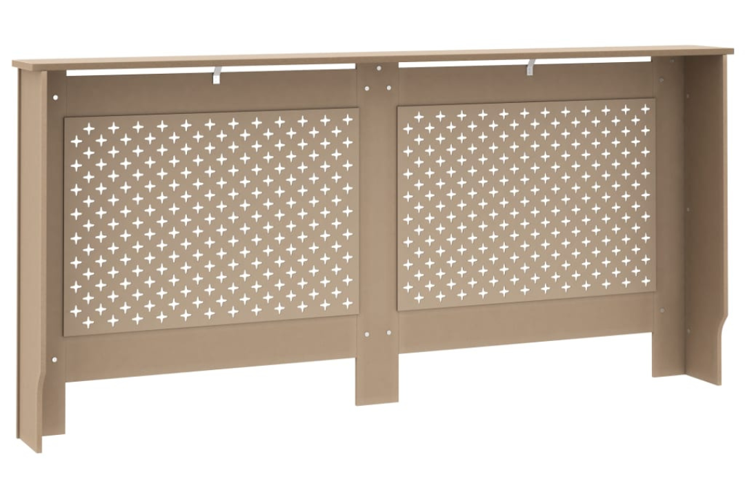 Radiator Cover MDF 172 x 19 x 81.5 cm – Modern Slatted Cabinet in Brown with Cross-Pattern Slats