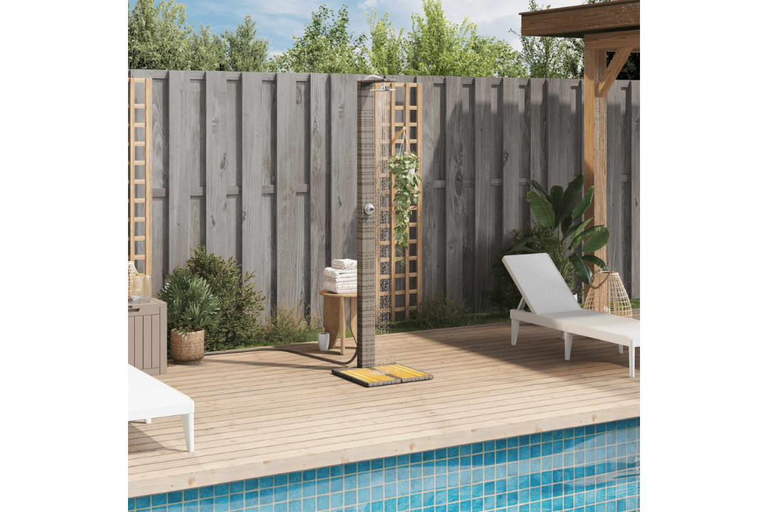 Outdoor Shower 50x55x224 cm in Gray with Metal Braided PVC