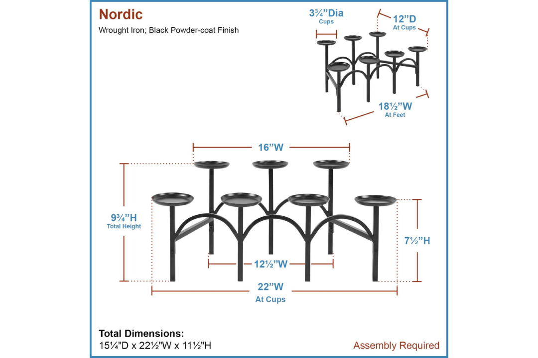 Nordic Hearth Candelabra – Black Wrought Iron Candle Holder Specifications